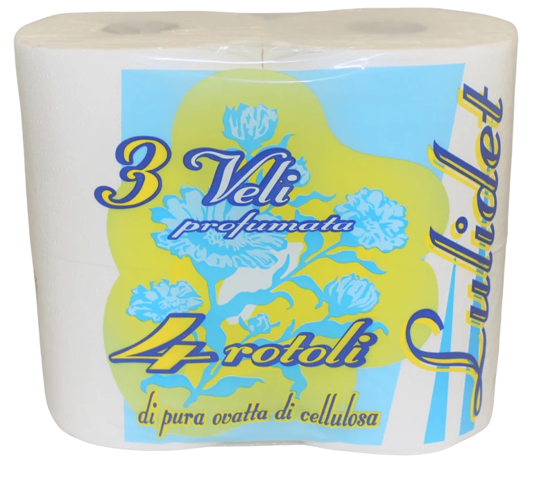 LULIDET carta igienica in pura ovatta di cellulosa groffata | 15 colli da 4 pz | 3 veli | 36 mt