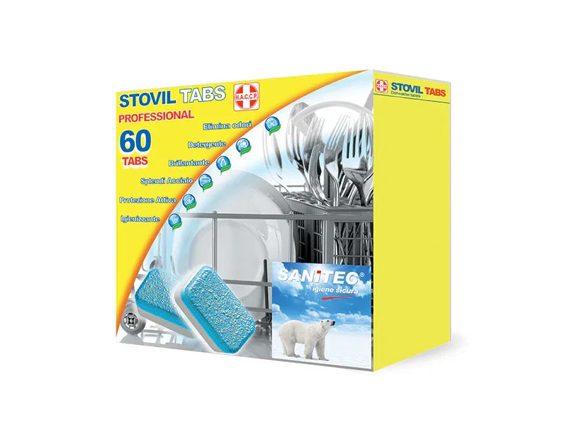SANITEC – Stovil Tabs – Pastiglie Lavastoviglie 6 in 1 al Limone