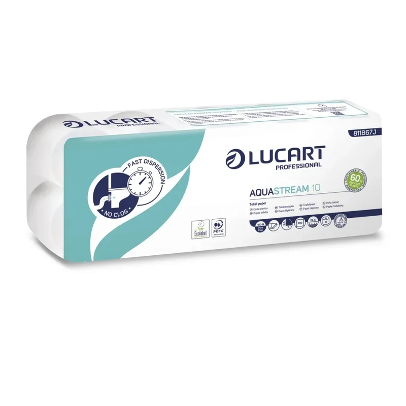 LUCART Aquastream 10 – Carta Igienica a Rotoli 200 Strappi - 120 RT