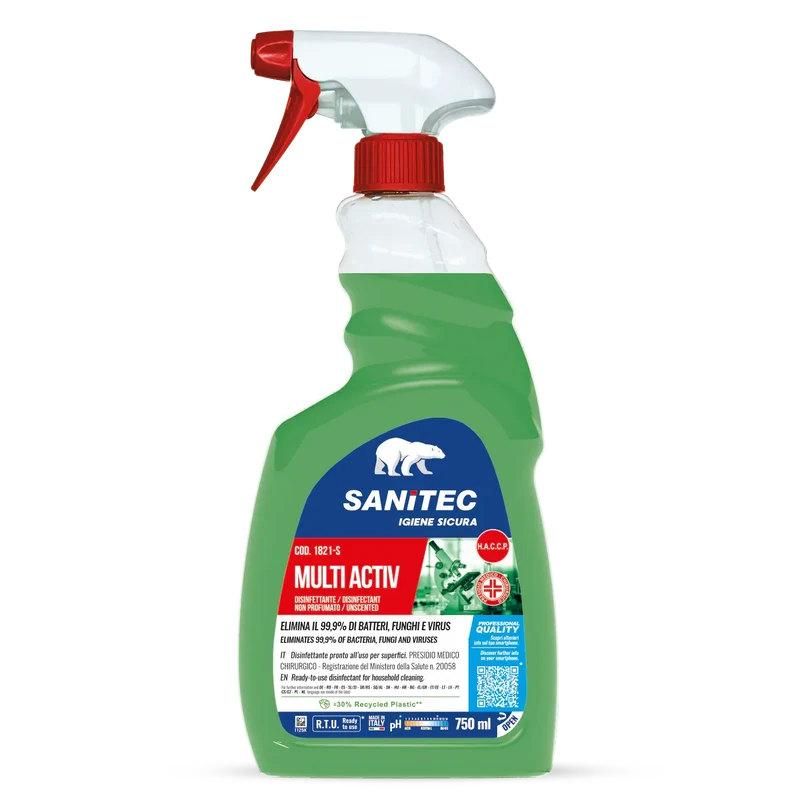 SANITEC Multi Activ 750 ML – Disinfettante Multiuso Spray Pronto ALL’USO