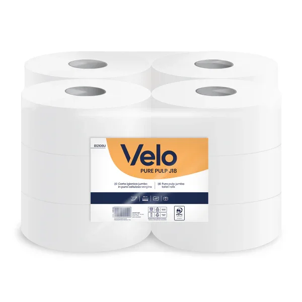 Velo Pure Pulp J18 – Carta Igienica Minijumbo - 12 RT