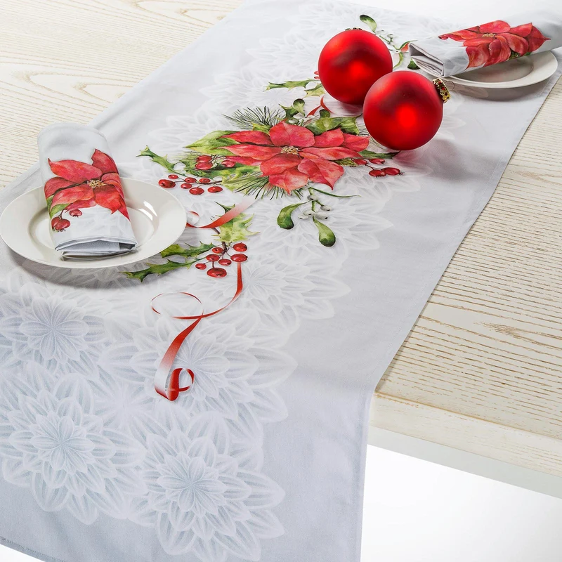 Runner per la tavola in Cotone Stella di Natale Caleffi Floreale