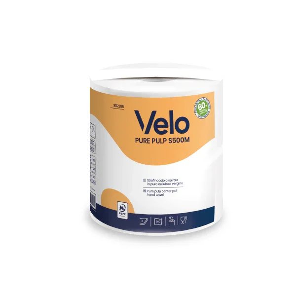 Velo Pure Pulp S500m – Bobina a Spirale in Pura Cellulosa Vergine - 6 RT