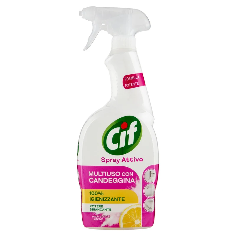 Cif Spray Attivo Multiuso con Candeggina Profumo di Limone 650 ml