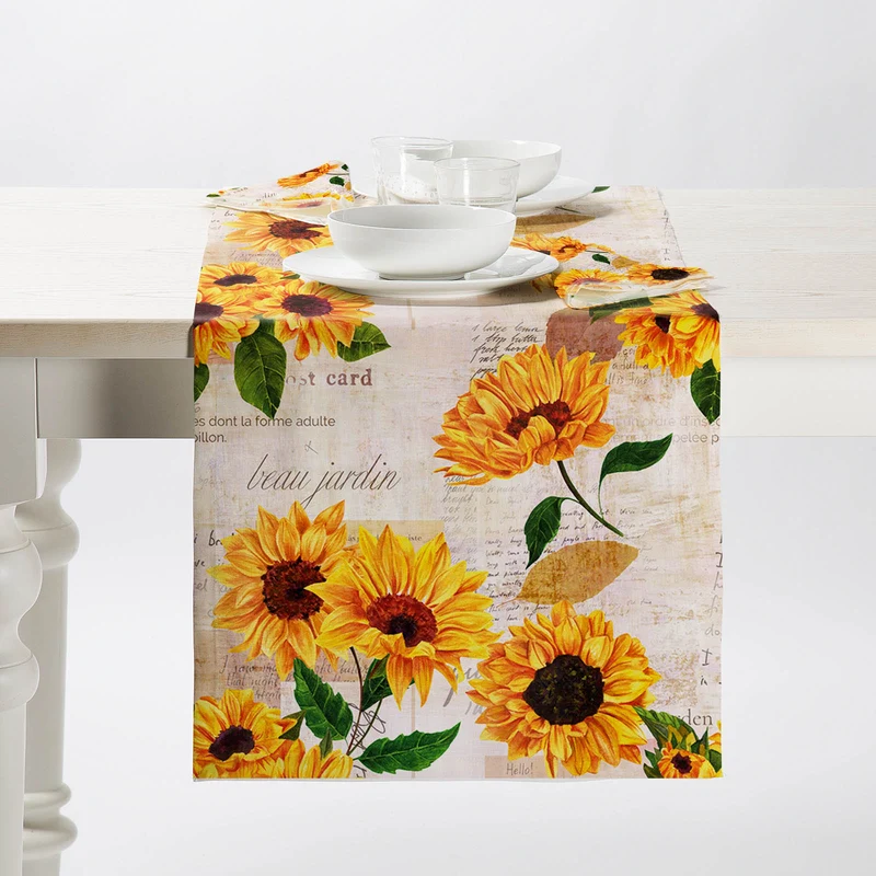 Runner per la tavola in Misto lino Girasoli Caleffi Shabby Chic