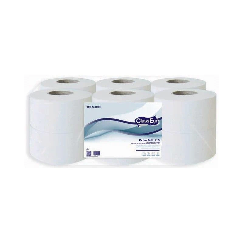 Rotoli di Carta Igienica Mini Jumbo Doppio Velo 115 mt - Confezione da 12 Rotoli.