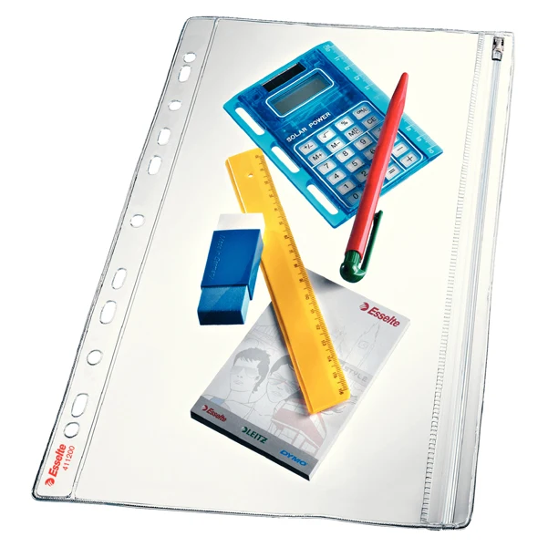 ESSELTE - 411200 - Buste forate con zip - PVC - 19 x 30 cm - Esselte - conf. 5 pezzi - 49644 - Conf. da 1 Pz.