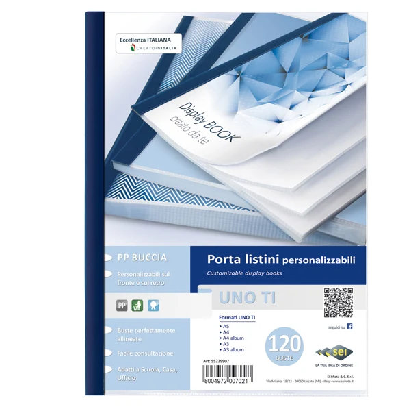 SEI ROTA - 55229907 - Portalistini personalizzabile Uno TI - 22 x 30 cm - 120 buste - blu - Sei Rota - 25894 - Conf. da 1 Pz.