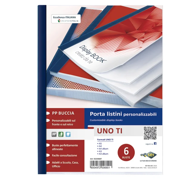 SEI ROTA - 55220607 - Portalistini personalizzabile Uno TI - 22 x 30 cm - 6 buste - blu - Sei Rota - 25877 - Conf. da 1 Pz.