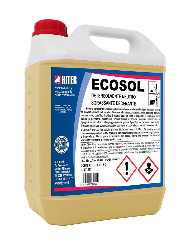 ECOSOL KITER Detersolvente neutro sgrassante decerante per pavimenti trattati