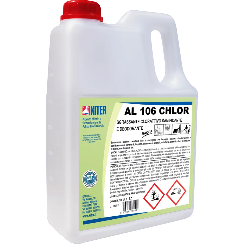 AL 106 CHLOR KITER Potente sgrassante HACCP cloroattivo con azione igienizzante e decolorante