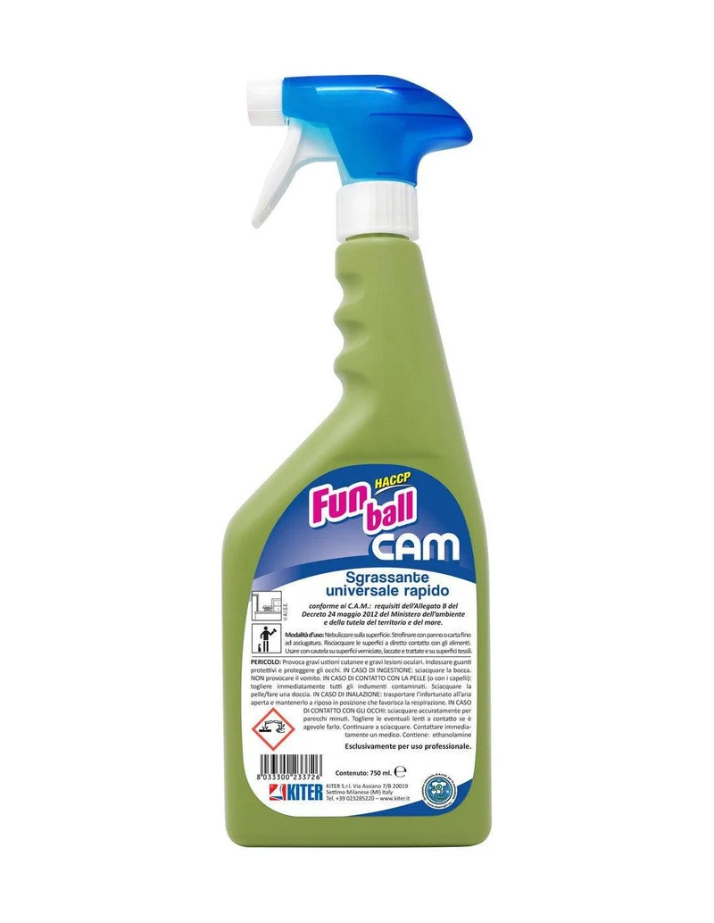 FUN BALL CAM KITER Sgrassante ecologico superattivo rapido HACCP senza risciacquo multiuso