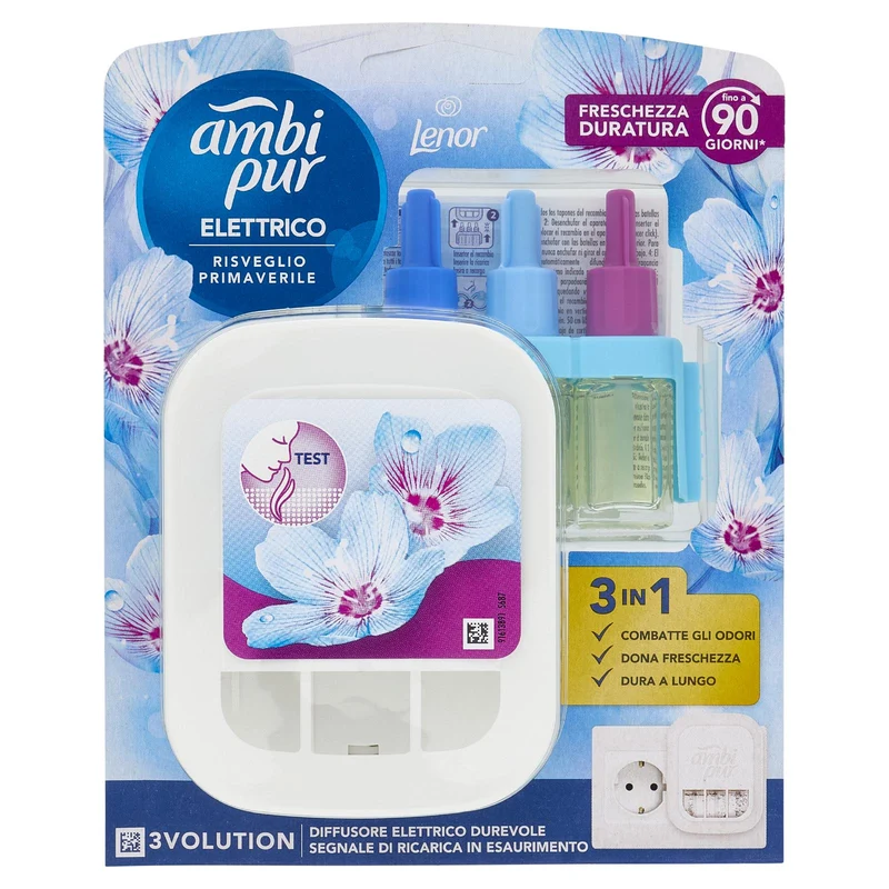 Ambi Pur Profumatore per Ambienti Diffusore Elettrico+Ricarica 3Volution, Risveglio Primaverile 20ml