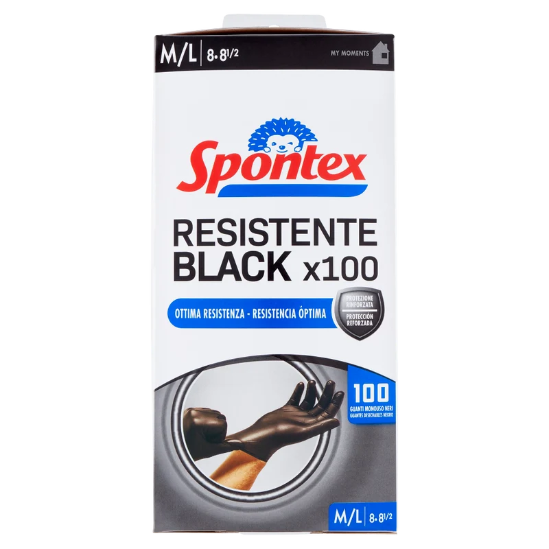 Spontex Guanti Usa&Getta Resistente Black x100 Taglia M/G
