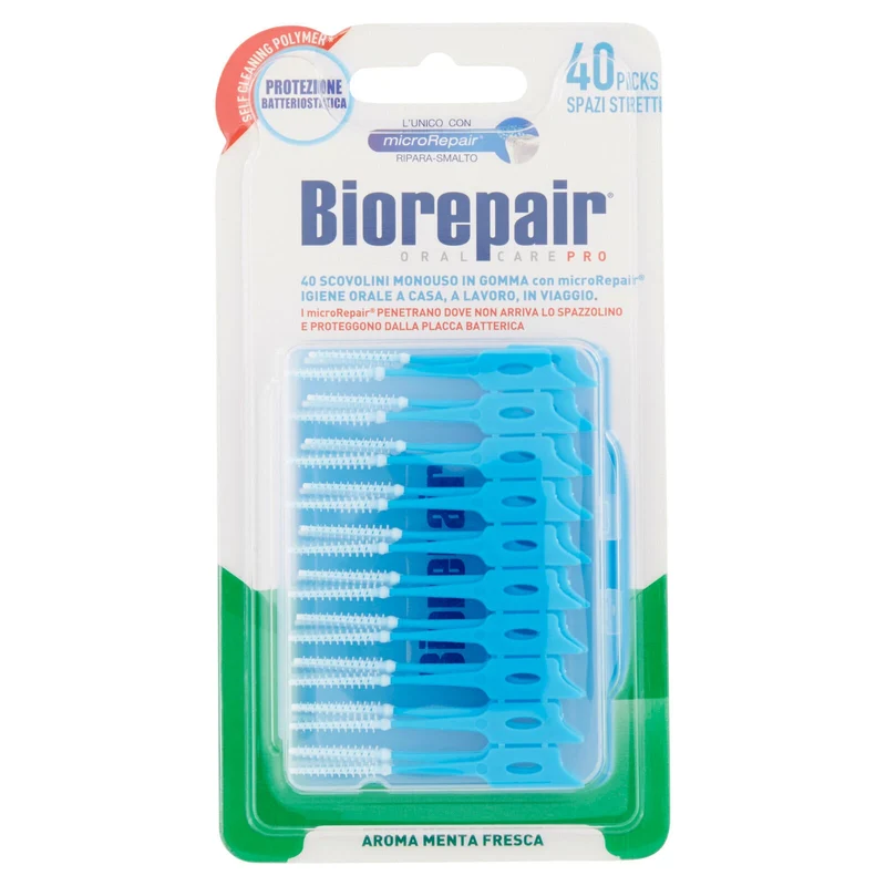 Biorepair Pro Scovolini Monouso in Gomma con microRepair Picks Spazi Stretti 40 pz