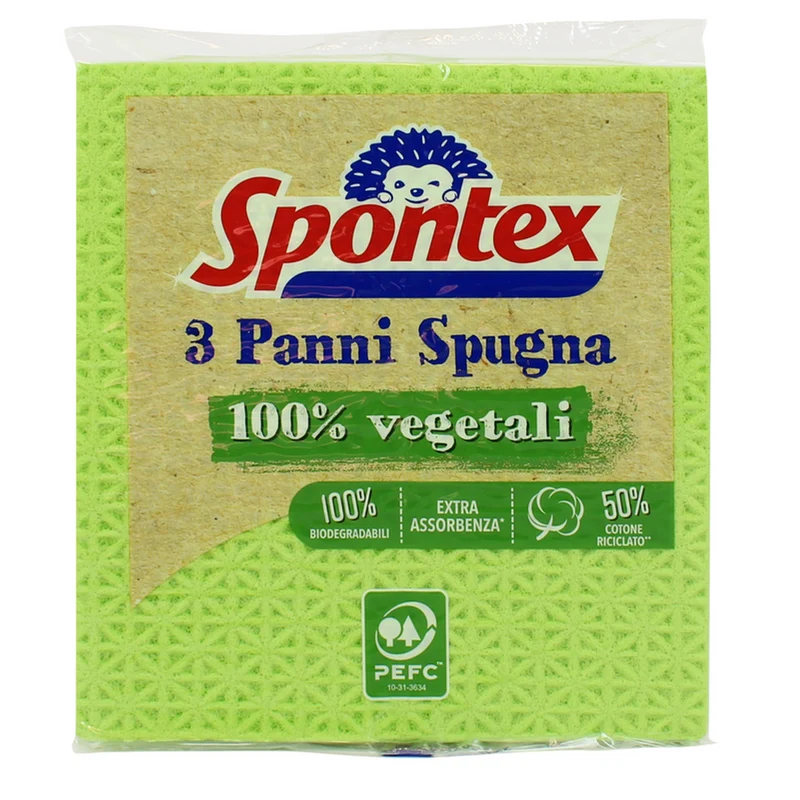 Spontex - Panni Spugna 100% Vegetali - 3 Pz