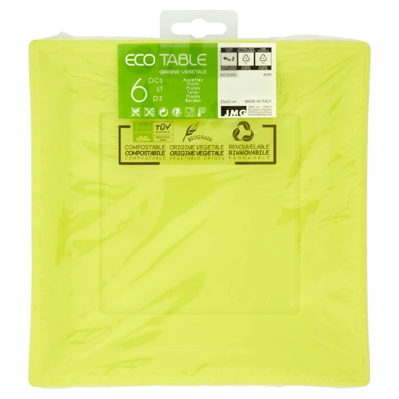 Ecotable Piatti Ecosmart 23x23 Kiwi 6 pz