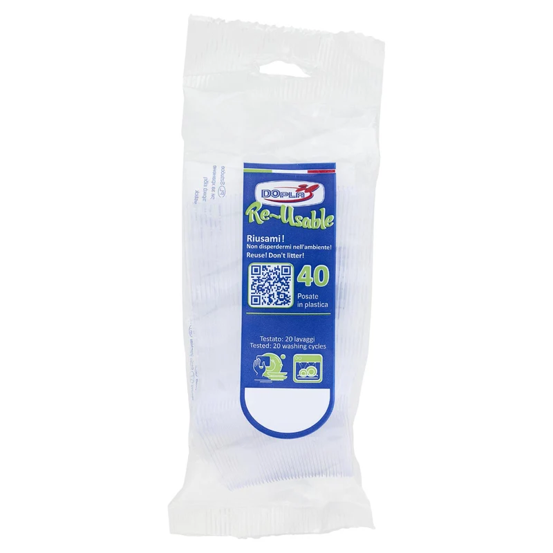 Dopla Re-Usable Posate in plastica Cucchiaini Dessert Trasparente 40 pz