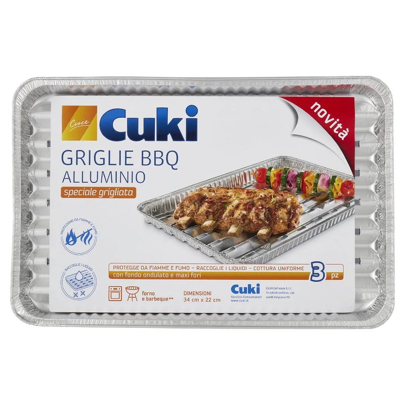 Cuki Cuoce Griglie BBQ Alluminio 34 cm x 22 cm 3 pz
