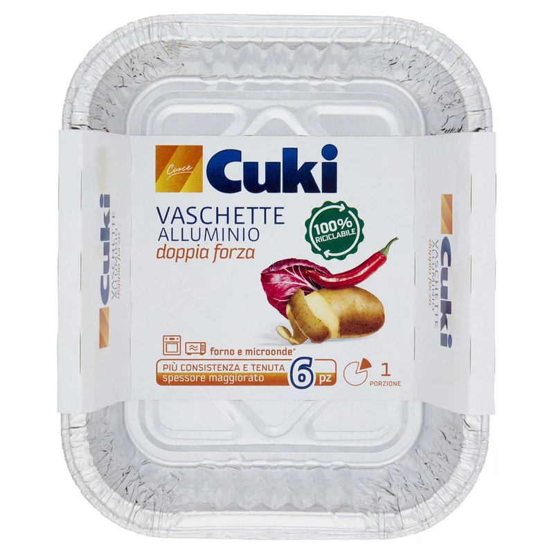 Cuki Cuoce Vaschette Alluminio doppia forza 1 Porzione 6 pz