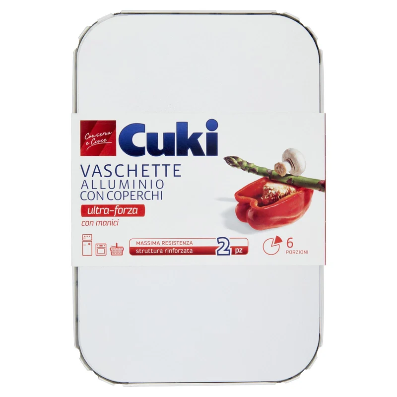 Cuki Conserva e Cuoce Vaschette Alluminio con Coperchi 6 Porzioni (RS99) - 2 pz