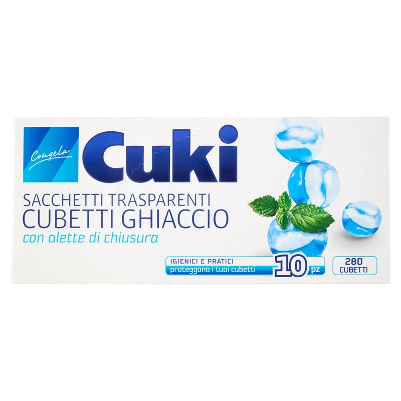 Cuki Congela Sacchetti Trasparenti Cubetti Ghiaccio con alette di chiusura 10 pz