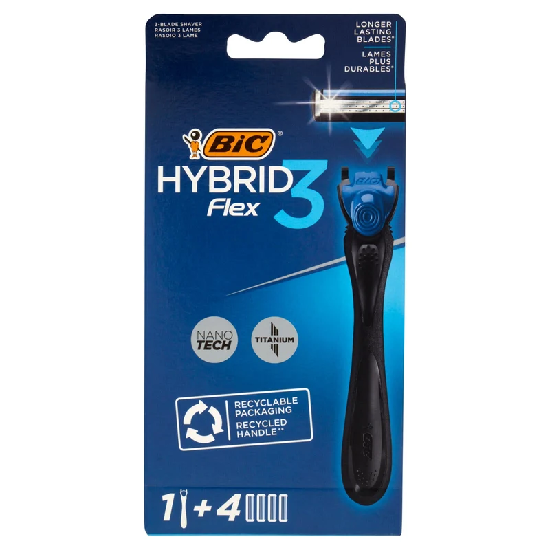 Bic Hybrid Flex 3 Rasoio 3 Lame Manico + Ricariche 4 pz