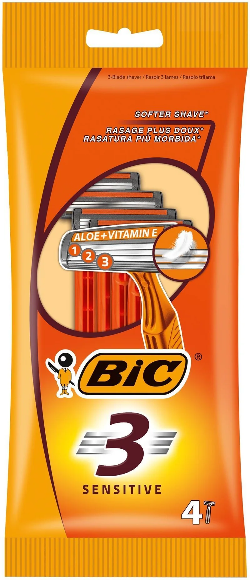Bic - Rasoi Sensitive 3 Lame x 4 - Arancio