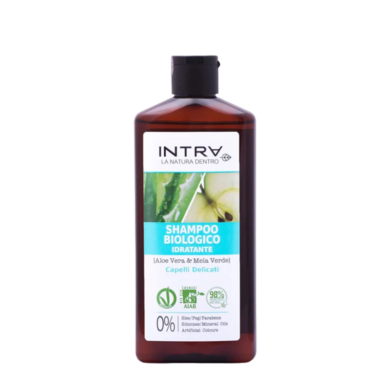 Intra - Shampoo Nutriente per Capelli Delicati con Aloe Vera e MelaVerde - 250 ml