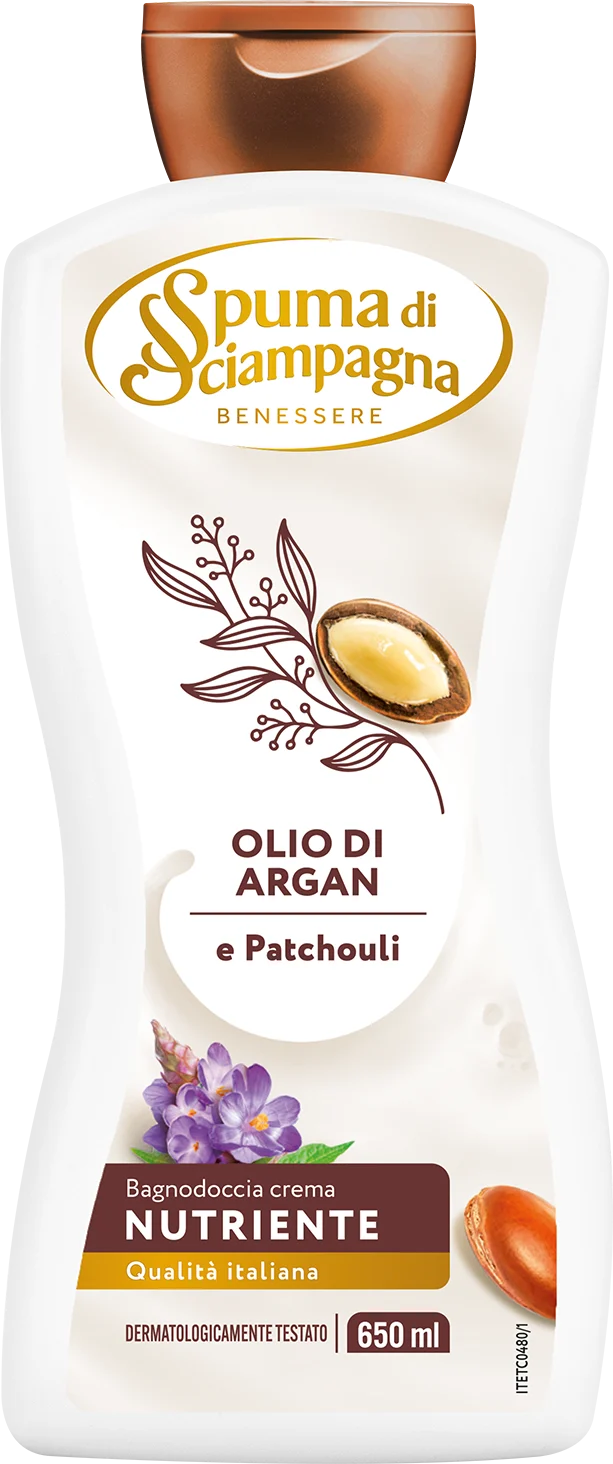Spuma di Sciampagna Benessere Olio di Argan e Patchouli Bagnodoccia crema Nutriente 650 ml