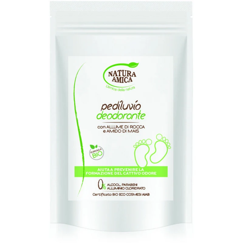 NATURA AMICA - Pediluvio Deodorante con Allume di Rocca e Amido di Mais - 120 grammi