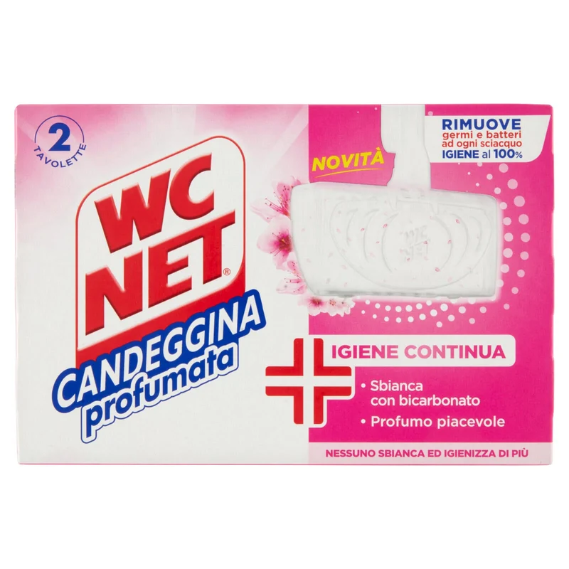 Wc Net - Tavoletta Candeggina Profumata 3 Effect, Azione Pulente e Sbiancante, Flower Fresh, 2 pz