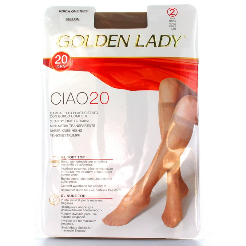 GOLDEN LADY - Gambaletto elasticizzato con punte invisibili e bordo comfort - 20DEN