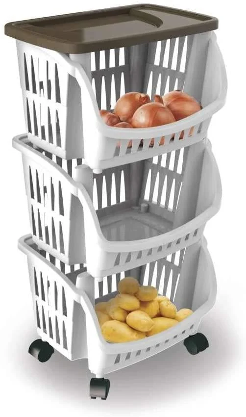 Bama - Carrello Tidy con Ruote - Tortora, 39.5x30x77 cm