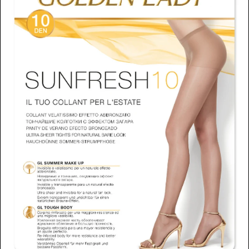 Golden Lady - Collant elasticizzato velatissimo effetto abbronzato 10 denari