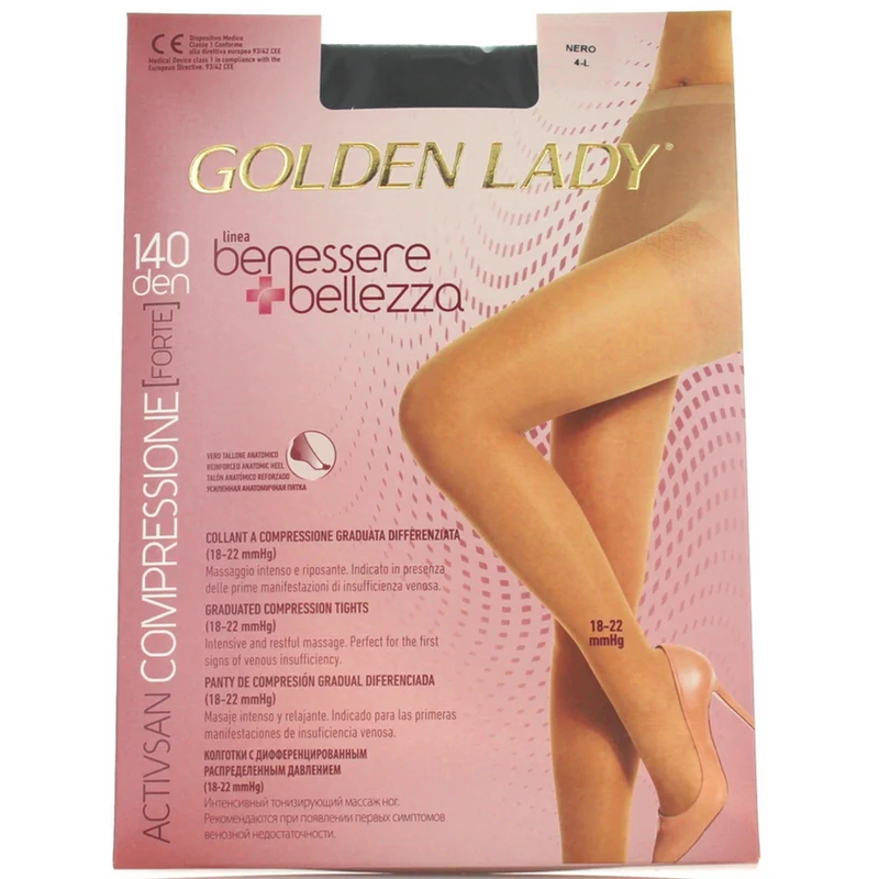 GOLDEN LADY - Collant Benessere & Bellezza a Compressione Graduata Differenziata - 140 Denari - Taglia 4/L