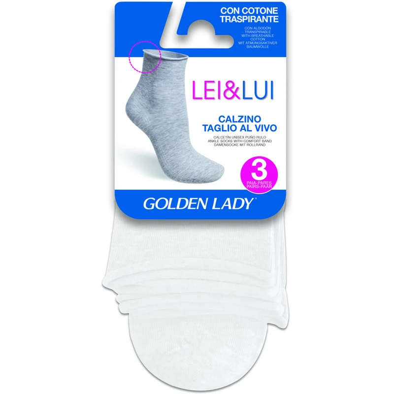 Golden Lady - Calzino Cotone Taglio Vivo - 3 Pezzi