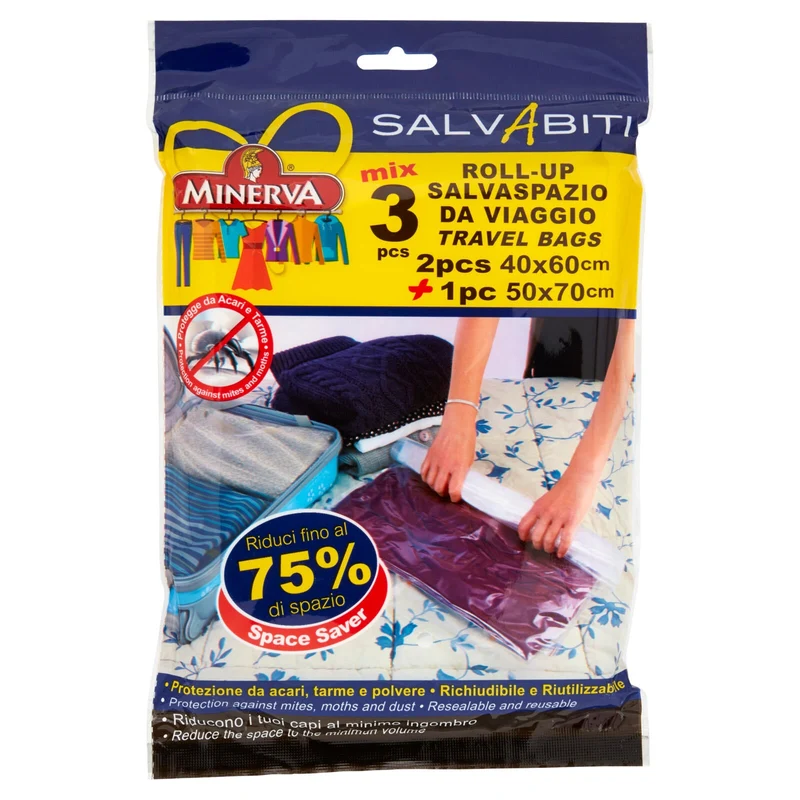 Minerva Salvabiti Roll-up Salvaspazio da Viaggio mix 3 pz