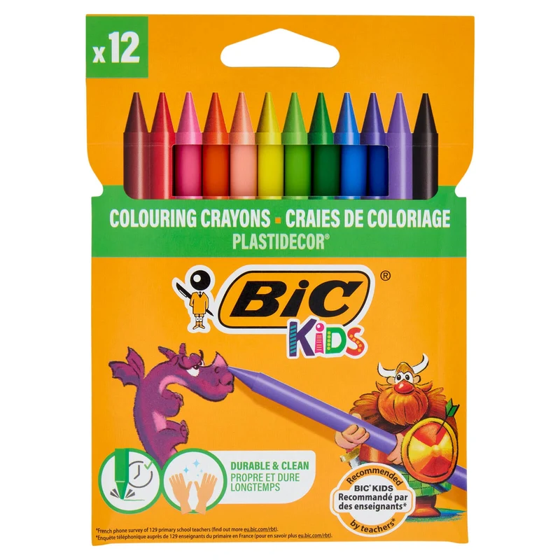 Bic Kids Plastidecor Pastelli per Colorare, 12 pezzi
