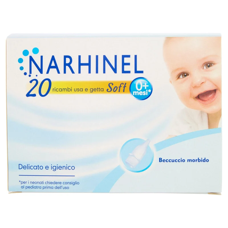 Narhinel ricambi usa e getta soft aspiratore nasale deterge naso bambino e rimuove muco 20 pz