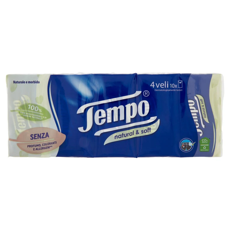 Tempo Natural & Soft Fazzoletti 4 veli 10 pz