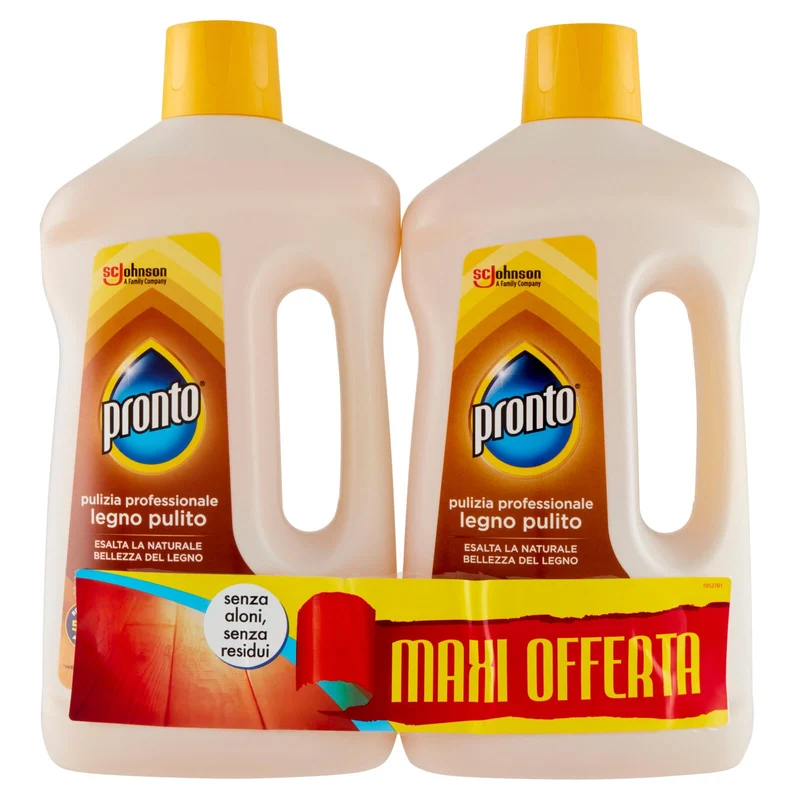 Pronto Legno Pulito - Detergente Pavimenti Parquet, Bipacco 750 ml+750ml
