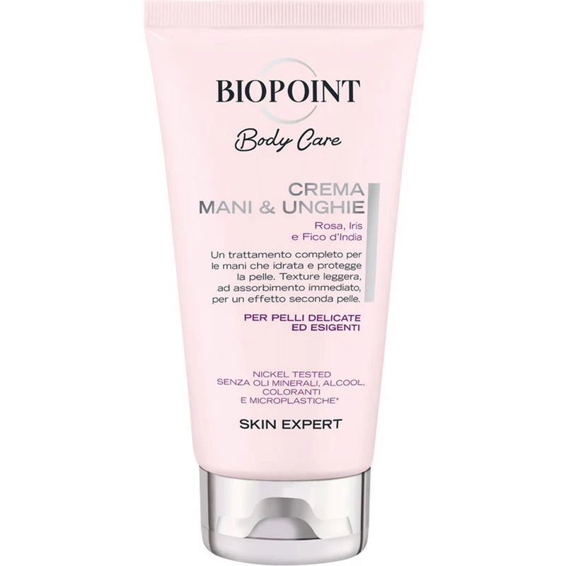 BIOPOINT - Crema Mani & Unghie - Pelli Delicate ed Esigenti - Profumo di Rosa, Iris e Fico d'India - Tubo 75 ml
