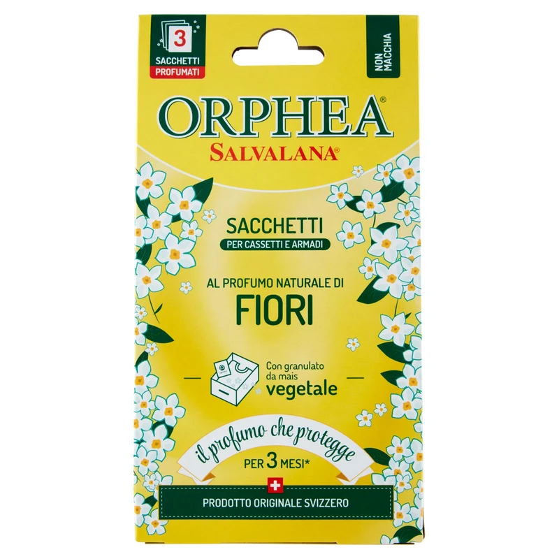 Orphea Salvalana Sacchetti per Cassetti e Armadi al Profumo Naturale di Fiori 3 pz