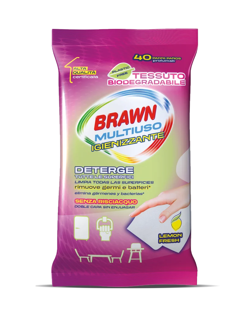 Brawn Multiuso Igienizzante Panni profumati Lemon Fresh 40 pz