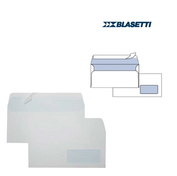 BLASETTI - 0157 - Busta Eco Strip Laser FSC - con finestra - adatta a stampa laser - 11 x23 cm - 90 gr - bianco - Blasetti - conf. 500 pezzi - 53697 - Conf. da 1 Pz.