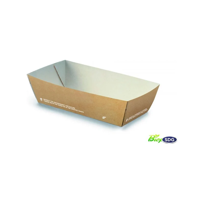 Vaschetta rettangolare porta fritto bio "take away" colore avana 138X68X45H