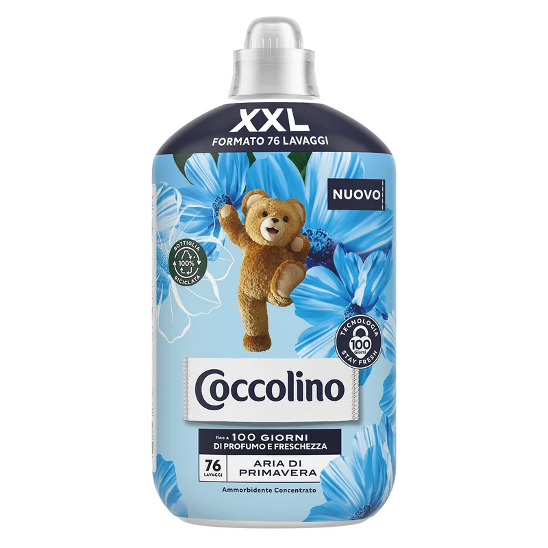 Coccolino Ammorbidente Concentrato Aria di Primavera, Ammorbidente Lavatrice con Tecnologia Stay Fresh, con Note Fruttate, Rosa, e Sandalo, Formato XXL Fino a 76 Lavaggi, 1750 ml