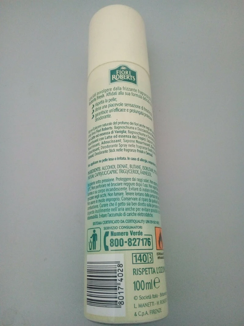 Deodorante Donna Fiori Roberts Fresh ml 100 x 6 pezzi EFFICACE PROTEG.E DEODORA
