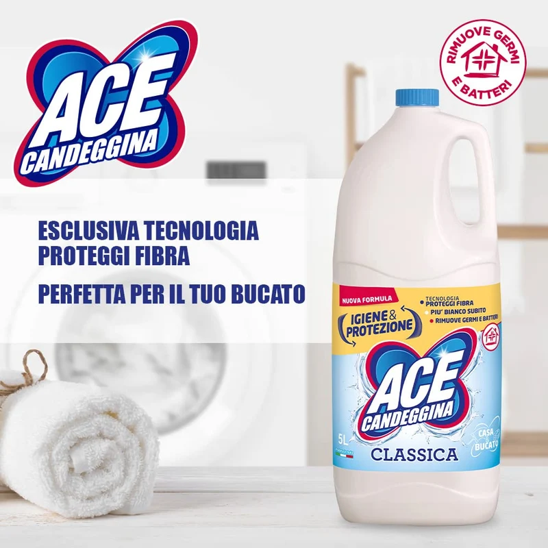 ACE Candeggina Classica, Confezione da 2 Flaconi x 5 Litri